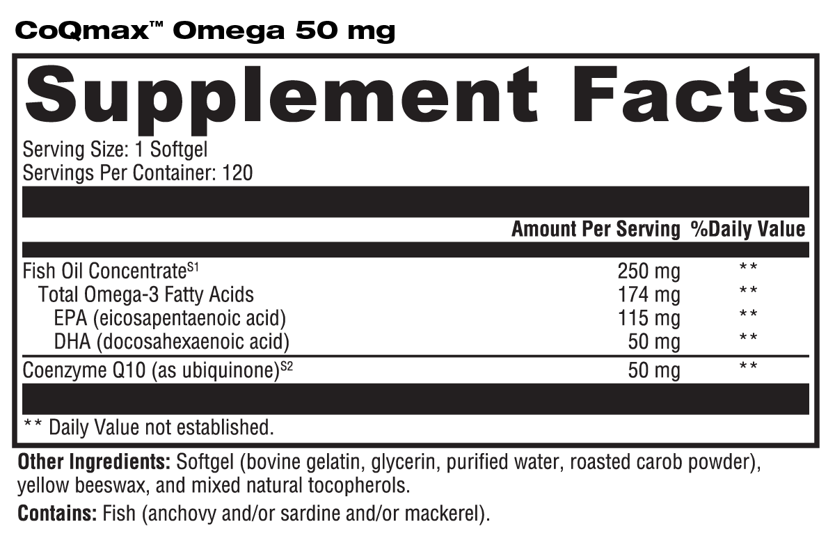 CoQmax™ Omega 50 mg 120 Softgels