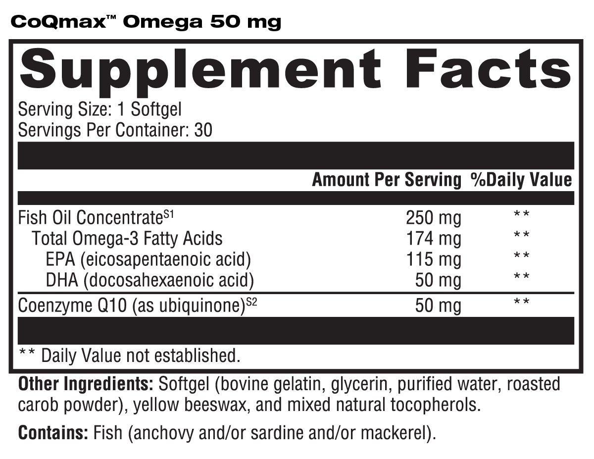 CoQmax™ Omega 50 mg 30 Softgels